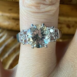 Yellow Labradorite White Topaz Sterling Silver Ring Size 6